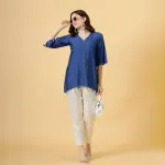 Classy Yale Blue Silk Co-Ord Set | Premium Pure Silk | Luxury Contemporary Fashion | Modern Two-Piece Set | Designer Collection | Size XS-XXL | Jaipurio