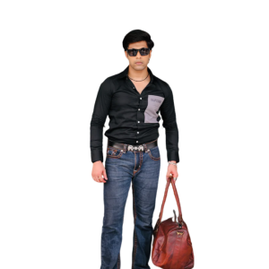 Jade Black Premium Rajputana Shirt Grey Patch Pocket Men - Regal Heritage Menswear | Jaipurio