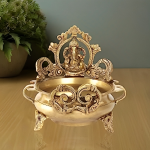 Brass Ganesha Carved Urli | Ethnic Temple Water Bowl | Traditional Sacred Basin | Divine Home Decor | Auspicious Ritual Vessel