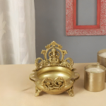 Brass Ganesha Carved Urli | Ethnic Temple Water Bowl | Traditional Sacred Basin | Divine Home Decor | Auspicious Ritual Vessel