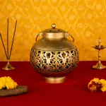 Classic Kalash Dhoop Pot & Candle Holder | 15.2 × 15.2 × 20.3 cm Traditional Brass Decor | Sacred Home Art