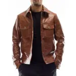 Italian Handmade Men's Genuine Lambskin Leather Jacket | Brown Antiqued | S to 2XL