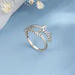 Custom Double Name Ring: Personalized Sterling Silver Adjustable Ring | Luxury Name Jewelry for Mom & Friends | Authentic Indian Craftsmanship | Perfect Gift