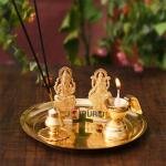 Complete Pooja Thali Set | Lakshmi Ganesh Metal Aarti Plate | Traditional Festival Kit | Bhai Dooj Special | Sacred Ceremony Collection