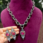 Stone White & Pink Jewellery Set: Premium Fashion Collection | Elegant Two-Tone Design | Complete Matching Set | Perfect Party Wear