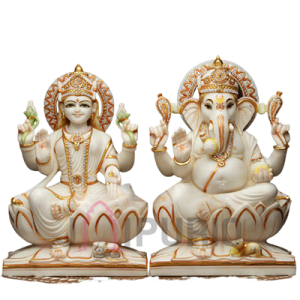 Marble Lakshmi Ganesha Set | Divine Temple Idols | Diwali Puja Murti | Pure Sacred Statues | Festival Gift Art