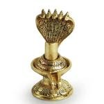 Shivling with Sheshnaag Brass Idol | Hand-Etched Sacred Temple Decor, 11.2 × 7.4 × 15.2 cm Divine Figurine | Traditional Handcrafted Statue, 1180 gm | Jaipurio