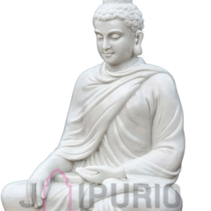 White Marble Buddha Statue | 48" Meditation Sculpture | Premium Stone Art | Hotel & Restaurant Decor | Luxury Gift