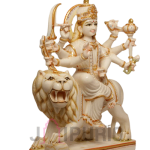 Hand Painted Marble Durga Statue | 21" Bengali Devi Art | Temple Grade Pratima | Sacred Mother Sculpture | Divine Power