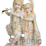 Hand Painted Marble Radha Krishna Statue | 61cm Divine Couple Sculpture | Temple Art | Premium God Idol | Sacred Decor