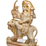 Hand Painted Marble Durga Statue | 21" Bengali Devi Art | Temple Grade Pratima | Sacred Mother Sculpture | Divine Power