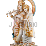 Hand Painted Radha Krishna Statue | 31cm Cultured Marble Idol | Divine Couple Sculpture | Sacred Temple Art | Home Decor