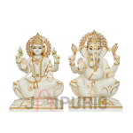 Marble Lakshmi Ganesha Set | Divine Temple Idols | Diwali Puja Murti | Pure Sacred Statues | Festival Gift Art