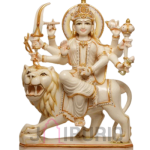 Hand Painted Marble Durga Statue | 21" Bengali Devi Art | Temple Grade Pratima | Sacred Mother Sculpture | Divine Power