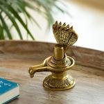 Shivling with Sheshnaag Brass Idol | Hand-Etched Sacred Temple Decor, 11.2 × 7.4 × 15.2 cm Divine Figurine | Traditional Handcrafted Statue, 1180 gm | Jaipurio