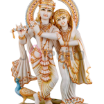 Hand Painted Radha Krishna Statue | 31cm Cultured Marble Idol | Divine Couple Sculpture | Sacred Temple Art | Home Decor