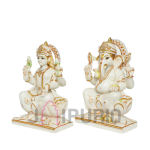 Marble Lakshmi Ganesha Set | Divine Temple Idols | Diwali Puja Murti | Pure Sacred Statues | Festival Gift Art