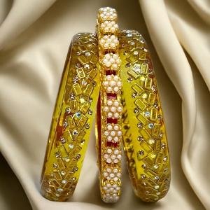 Bangadi with Glass Bangles Set | Traditional Modern Mix | Designer Chudiya Collection | Fusion Style Bangles | Fashion Accessory