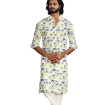 Antique White Sanganeri Elephant Print Kurta Pyjama Set | Traditional Block Print Design | Premium Cotton Ethnic Wear | Handcrafted Elegance