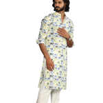 Antique White Sanganeri Elephant Print Kurta Pyjama Set | Traditional Block Print Design | Premium Cotton Ethnic Wear | Handcrafted Elegance