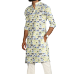 Antique White Sanganeri Elephant Print Kurta Pyjama Set | Traditional Block Print Design | Premium Cotton Ethnic Wear | Handcrafted Elegance