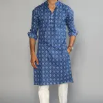 Sanganeri Block Print Navy Blue Kurta Pyjama Set for Men