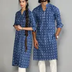 Sanganeri Block Print Navy Blue Kurta Pyjama Set for Men