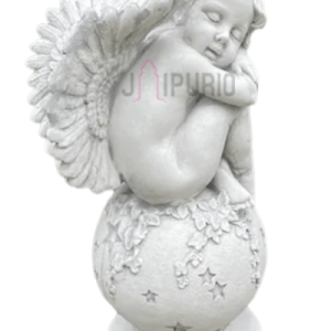 Angel on Ball Statue: Cherub Stone Sculpture | Garden & Memorial Art | Authentic Craftsmanship | Decorative Concrete Angel