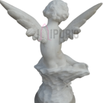 French Alabaster Cupid Putti: Rare Antique Butterfly Sculpture | Luxury Art Piece | Historical Craftsmanship | Classical Masterpiece