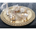 Indian Pooja Thali Set of 6 Pcs | Brass Aarti Thali for Diwali Festival | Handcrafted Puja Essentials | Traditional Design | Jaipurio Authentic Spiritual Collection