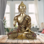 Brass Buddha Vitarka Statue: 21.6x12.7x26.7cm Feng Shui Sculpture | Vastu Religious Art | Home Decor Buddha Idol | Traditional Gift