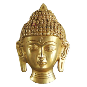 Buddha Face Brass Showpiece: 3.2x2.5x4.2 inch Sacred Art | Zen Home Decor | Meditation Room Statue | Peaceful Wall Accent