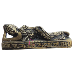 Sleeping Buddha Brass Showpiece: 4x0.5x1.5 inch Reclining Statue | Peace & Serenity Art | Zen Home Decor | Meditation Room Accent