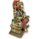 18 Inch Golden Lord Ganesha Idol: Large Temple Grade Murti | Divine Home Pooja Statue | Premium Golden Finish | Sacred Decor Art