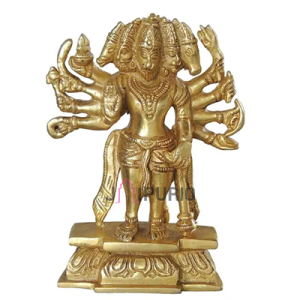 Panchmukhi Hanuman Brass Idol: 4x2x7 inch Sacred Murti | Five-Faced Divine Statue | Traditional Temple Art | Powerful Protection Symbol