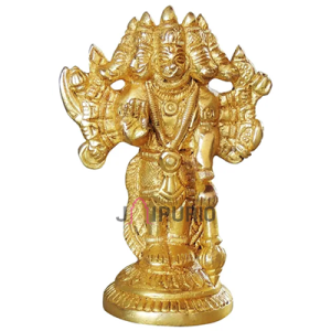 Panchmukhi Hanuman Ji Brass Showpiece: 3x1.5x4 inch Five-Faced Idol | Compact Sacred Art | Divine Protection Statue | Perfect Size Murti