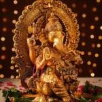 Antique Gold Brass Ganesh Idol | Traditional 38.1 × 15.2 × 27.9 cm Temple Murti | Handcrafted Ganesha Statue with Vintage Finish | Premium Decor | Jaipurio