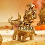 Antique Gold Hand Crafted Ganesha | Traditional 22.9 × 16.5 × 7.6 cm Brass Murti | Premium Temple Art Statue | Divine Decor | Jaipurio