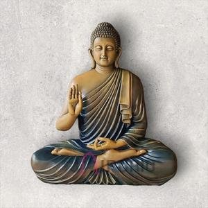 Gautam Buddha Wall Sculpture | 106.7 x 91.4 x 10.2 cm | 10 kg Fiberglass & Marble | Serene Buddhist Art Decor | Meditative Wall Hanging | Jaipurio