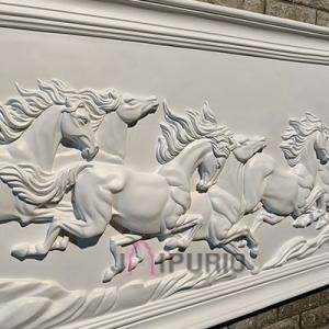 Seven Horse Wall Hanging Sculpture | 182.9 x 76.2 x 7.6 cm | 22 kg Fiberglass & Marble | Equestrian Art Decor | Majestic Herd | Jaipurio