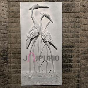 Elegant Crane Wall Hanging Sculpture (4ft x 2ft x 3in, 7 KG) | Modern Fiberglass Art | Premium Marble Powder Finish | Contemporary Home Decor by Jaipurio