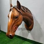 Horse Head Wall Sculpture (76.2 cm × 35.6 cm × 91.4 cm/30" × 14" × 36", 20000 g) | Modern Fiberglass Art with Marble Powder | Elegant Home Decor by Jaipurio