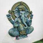 Lord Ganesha Wall Sculpture (106.7 cm × 81.3 cm × 20.3 cm/42" × 32" × 8", 20000 g) | Divine Spiritual Art | Premium Fiberglass with Marble Powder by Jaipurio