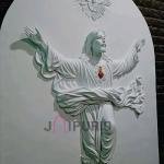 Sacred Jesus Wall Sculpture (152.4 cm × 121.9 cm × 10.2 cm/60" × 48" × 4", 10000 g) | Divine Christian Art | Premium Fiberglass with Marble Powder by Jaipurio