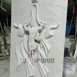 Sacred Jesus Wall Hanging Sculpture (152.4 cm × 91.4 cm × 12.7 cm/60" × 36" × 5", 21000 g) | Divine Christian Art | Premium Fiberglass with Marble Powder