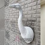 Elegant Crane Wall Hanging Sculpture (91.4 cm × 20.3 cm × 20.3 cm/36" × 8" × 8", 5000 g) | Modern Fiberglass Art with Marble Powder | Contemporary Home Decor by Jaipurio