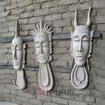 African Mask Wall Hanging Sculpture Set of 3 (91.4 cm × 30.5 cm each/36" × 12", 12000 g) | Tribal Art Collection | Premium Fiberglass with Marble Powder by Jaipurio