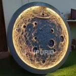 Moon Wall Hanging Sculpture (106.7 cm × 106.7 cm × 7.6 cm/42" × 42" × 3", 17000 g) | Modern Celestial Art | Premium Fiberglass with Marble Powder by Jaipurio