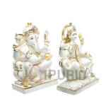 Marble Ganesha Statue: Exquisite Hand-Carved Murti | Divine Decor, Spiritual Gift | Remover of Obstacles | Authentic Indian Art