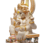 Marble Ganesha Statue: Divine 35CM Pure Masterpiece | Luxury Temple Art | Authentic Craftsmanship | Sacred Stone Sculpture